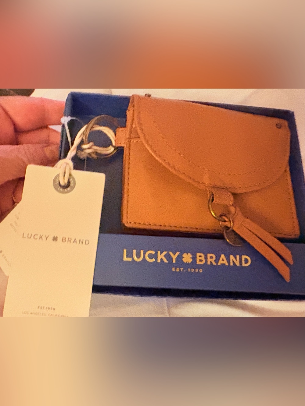 Lucky Brand Rayla Wallet Brown Leather Coin Zip & Cardholder Keyring with Tassel